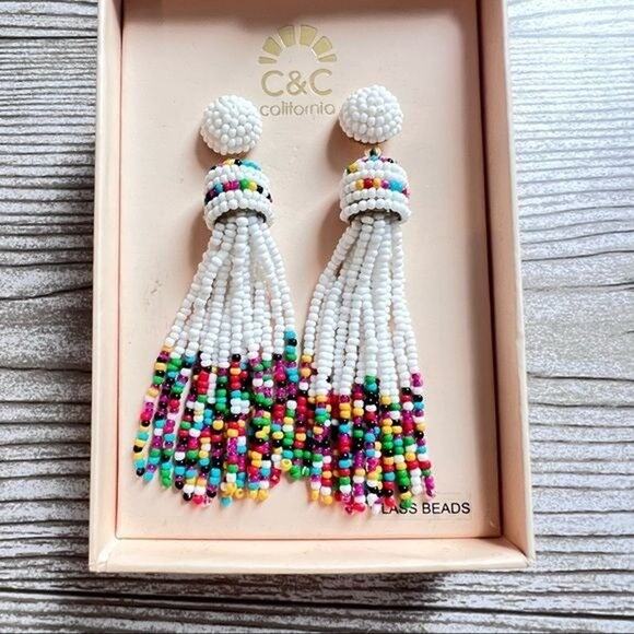 C&C  California Womens Fashion Statement Multi-color Tassel Earring Set - Picture 4 of 6